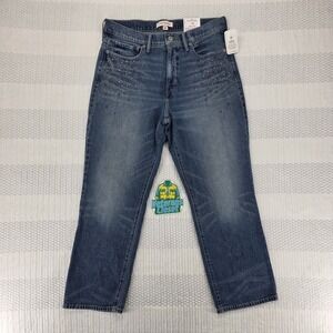 Lucky Brand Straight Leg Jeans Womens 12 Blue Studded Denim Mid Rise